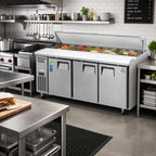 Thumbnail image #2 for Everest Refrigeration EPR3 Three-Section Sandwich Prep Table, 71-1/8" Wide, 21 Cu. Ft., 18 1/6-Size Pan Capacity