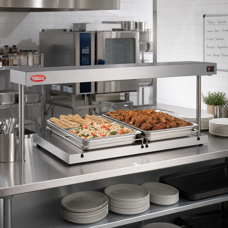 Product image #2 for Hatco Glo-Ray® Freestanding Heated Shelf, 66-Inch Wide x 9.75-Inch Deep, Stainless Steel Top
