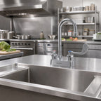 Thumbnail image #2 for Fisher 84800 Deck-Mount Mixing Faucet, 4-Inch Centers, 6-Inch Gooseneck Spout, Wrist Blade Handles, Ceramic Valves