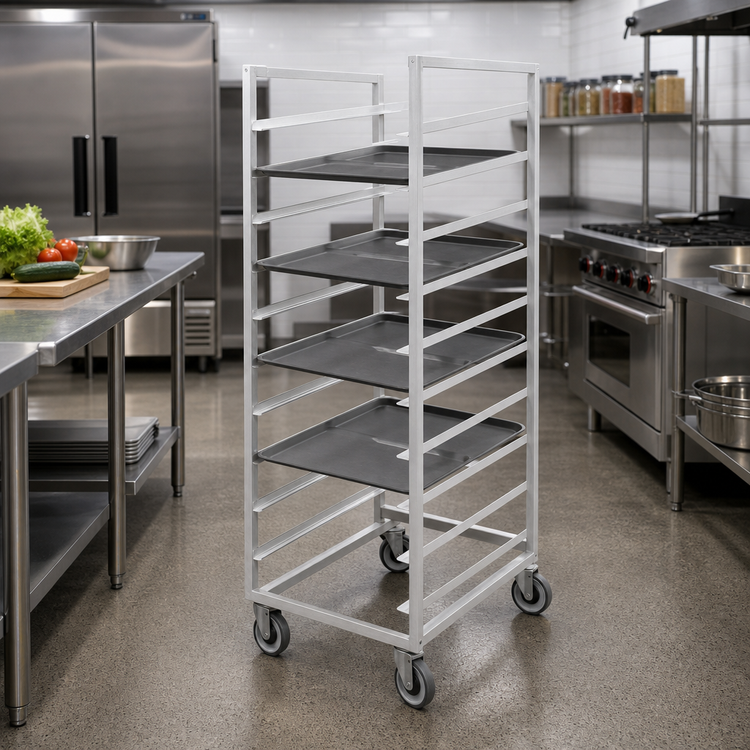 Product image #2 for Channel Standard Series Aluminum Cafeteria Tray Rack, Single Section, End Load, 36-Inch High, 10-Tray Capacity