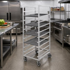 Thumbnail image #2 for Channel Manufacturing 439A3 Aluminum End-Load Cafeteria Tray Rack, 10-Tray Capacity, 14 x 18-Inch Trays, 5-Inch Spacing, Casters