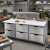 Thumbnail image #3 for Beverage-Air 72-Inch Three-Section Refrigerated Sandwich Prep Table with 6 Drawers
