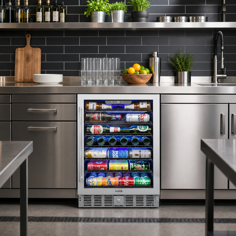 Product image #2 for KoolMore 5.1 Cu. Ft. Built-In Undercounter Glass Door Beverage Refrigerator