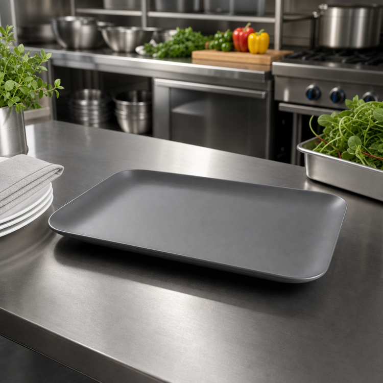 Product image #2 for American Metalcraft 12 x 7 Inch Rectangular Melamine Platter, Matte Grey