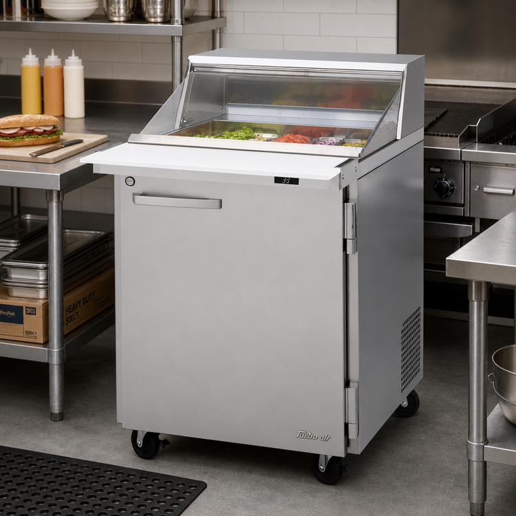 Product image #2 for Turbo Air PRO Series 27-1/2-Inch Wide Mega Top Sandwich/Salad Prep Table with Clear Lid, 1-Section, 8 Cu. Ft.