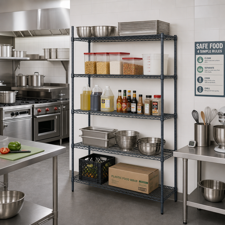 Product image #2 for Mixrite 48 x 18 x 86 Inch 5-Shelf Wire Shelving Unit with Slate Gray Epoxy Finish