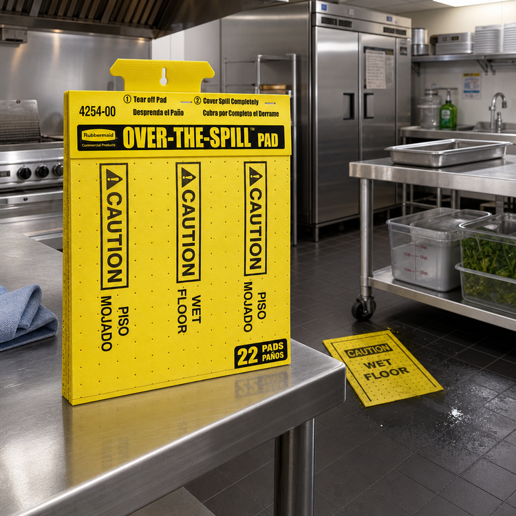 Product image #2 for Rubbermaid Commercial Over-The-Spill Caution Wet Floor Pad Tablet, Yellow, 22 Pads