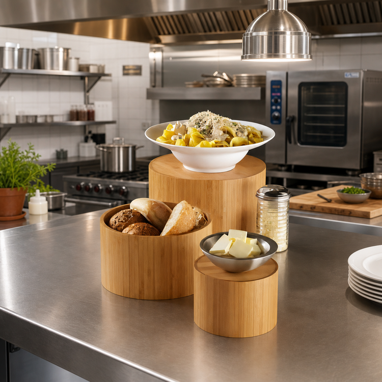 Product image #2 for 3-Piece Bamboo Round Display Riser and Bowl Set, Natural