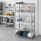 Thumbnail image #2 for Quantum 1848BC6C Stationary Wire Basket Unit, 48W x 18D x 63H, 3 Adjustable Baskets, Chrome-Plated