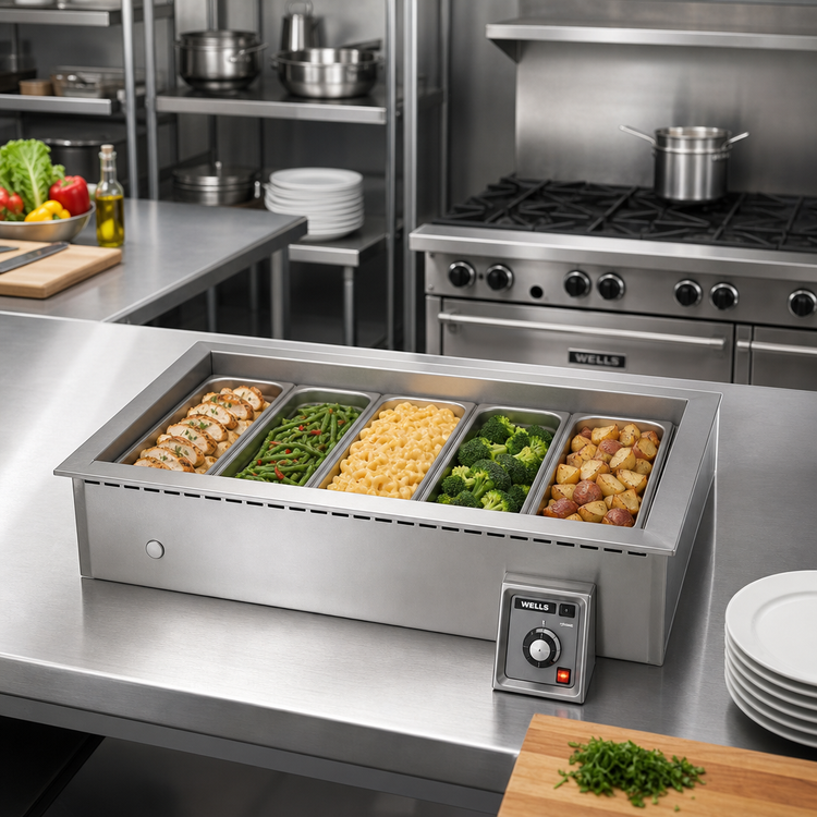 Product image #2 for Wells HT-500 Single-Opening Built-In Bain-Marie Style Electric Hot Well, 5 Full-Size Pan Capacity