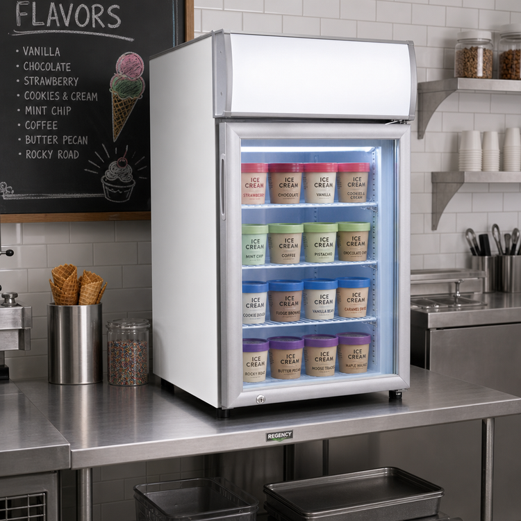 Product image #2 for 24-Inch Countertop Ice Cream Freezer Merchandiser with Locking Glass Door, 4.2 Cu. Ft.
