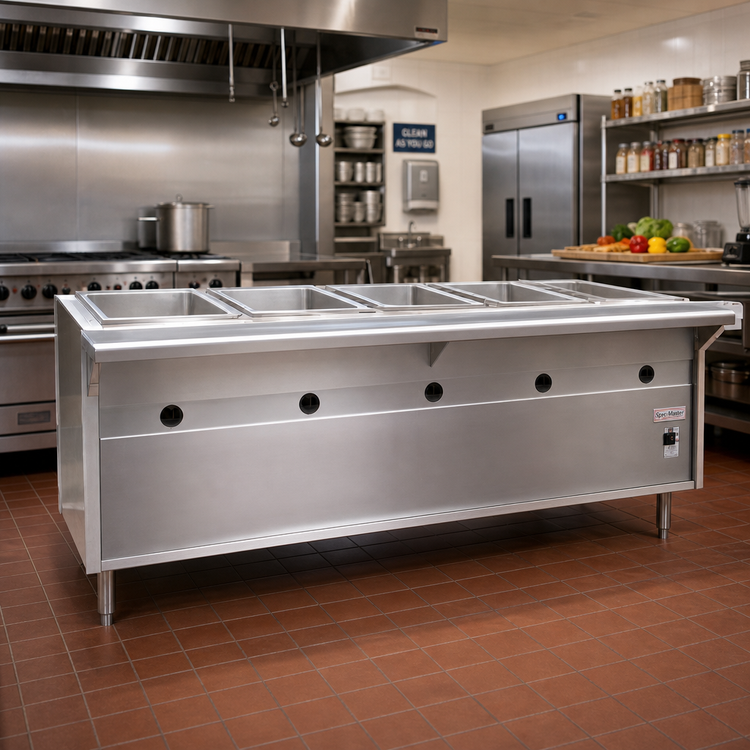 Product image #2 for Spec-Master HT6CB-240-3 Electric Hot Food Table with (6) Wells and Enclosed Base