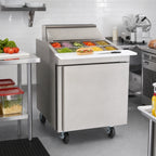 Thumbnail image #3 for Delfield 4427NP-6 27-Inch Single-Section Sandwich/Salad Prep Refrigerator, 1 Door, Cutting Board, 6 Pans