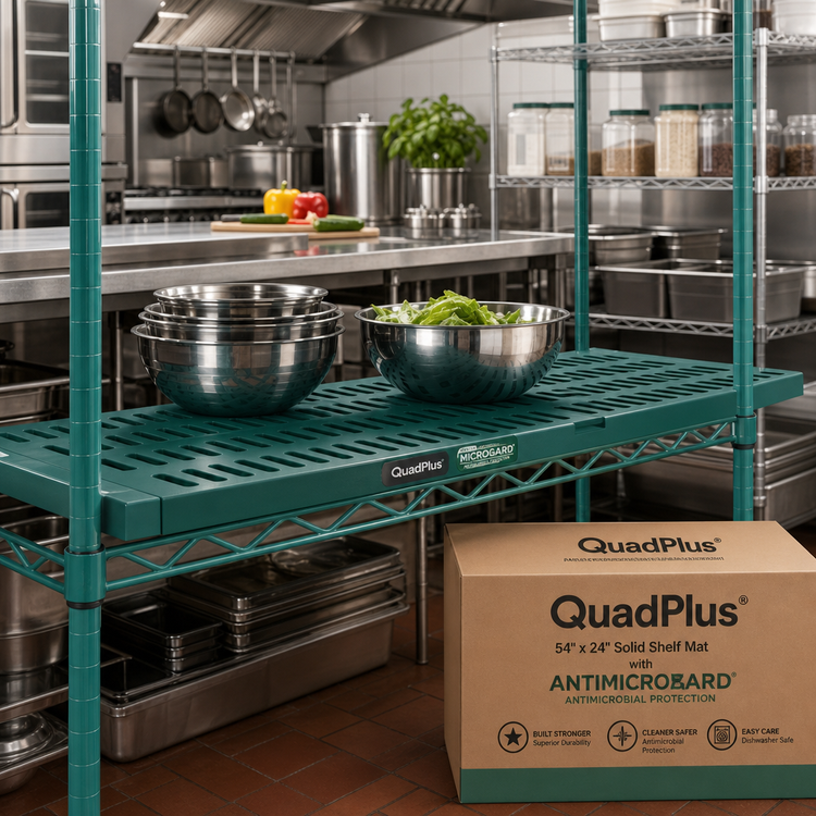 Product image #2 for QuadPlus 54 Inch x 24 Inch Solid Green Polymer Shelf Mat with MICROGARD Antimicrobial Protection