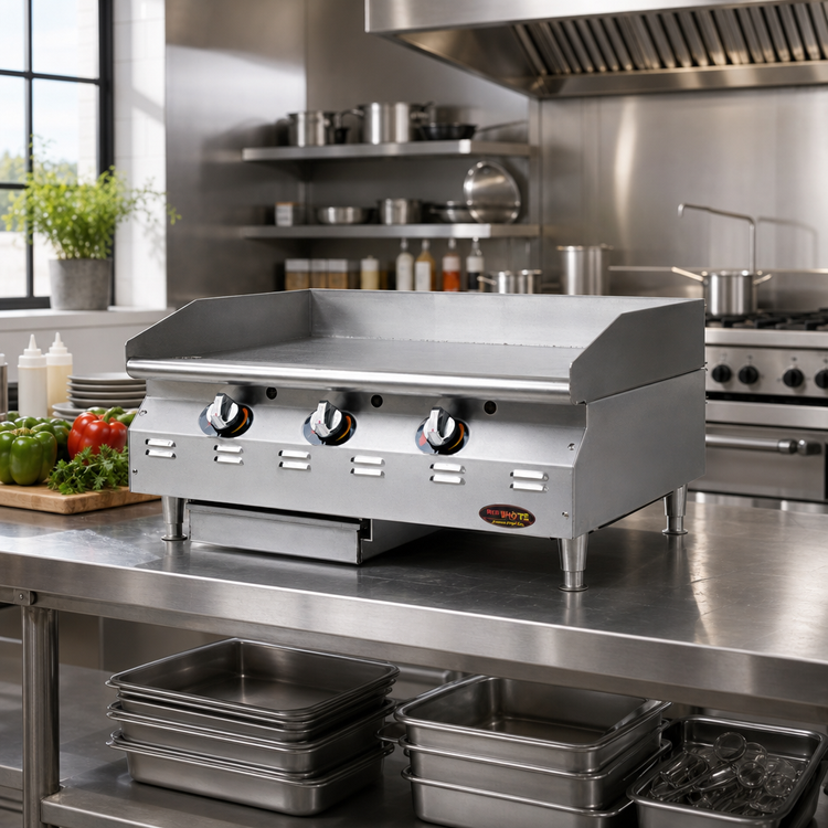 Product image #2 for RedHots Chef's Line Extra-Deep 24-Inch Countertop Manual Control LP Gas Griddle
