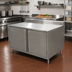 Thumbnail image #2 for BK Resources 48 Inch Stainless Steel Enclosed Work Table Cabinet Base with Locking Hinged Doors and 5 Inch Backsplash