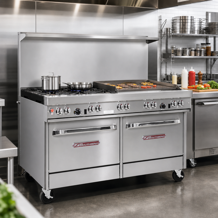 Product image #2 for Southbend Ultimate 60-Inch Gas Restaurant Range with 5 Burners, 24-Inch Griddle, and 2 Standard Ovens