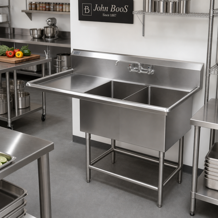 Product image #2 for John Boos Pro-Bowl 2-Compartment Commercial Stainless Steel Sink with Left Drainboard