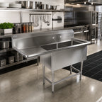Thumbnail image #2 for John Boos Pro-Bowl 2PB20-1D30L 2-Compartment Commercial Stainless Steel Sink, Left Drainboard, 74-3/16"W, 20" x 20" x 12" Compartments