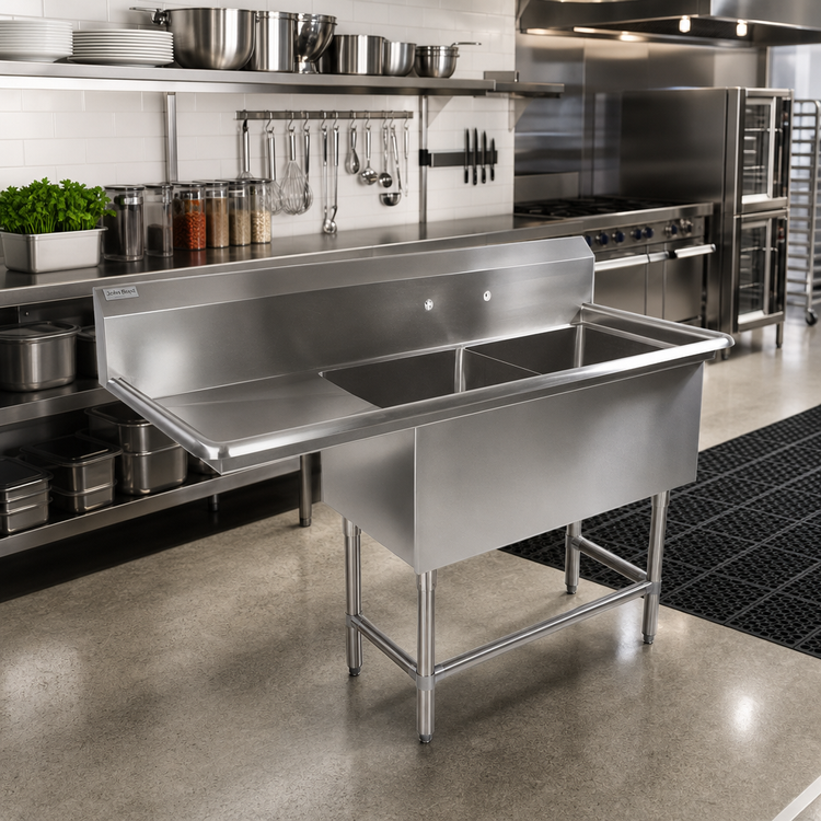 Product image #2 for John Boos Pro-Bowl 2-Compartment Commercial Stainless Steel Sink with Left Drainboard