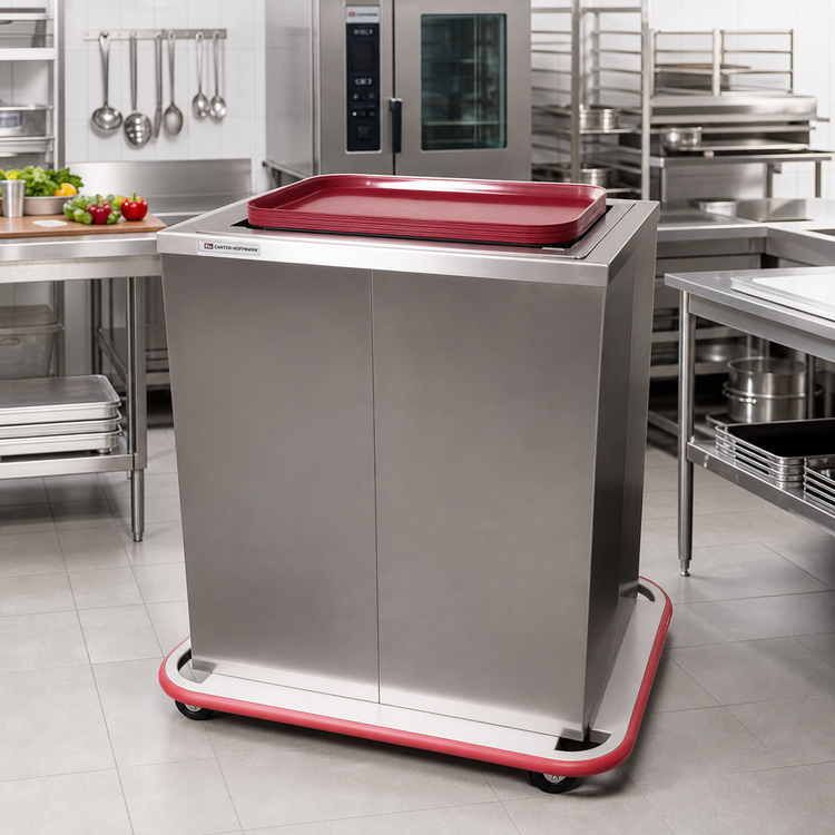 Product image #2 for Carter-Hoffmann Enclosed Mobile Tray Dispenser for 16" x 22" Trays, 2-Stack, Stainless Steel