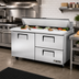 Thumbnail image #2 for True 60-Inch Wide 2-Section Refrigerated Prep Table with 1 Door, 2 Drawers, and 16 Sixth-Size Pan Top