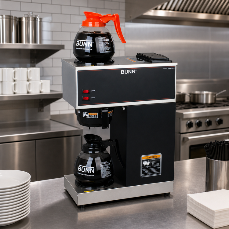 Product image #2 for BUNN VPR Single Pourover Commercial Drip Coffee Brewer with 2 Warmers and 2 Glass Decanters