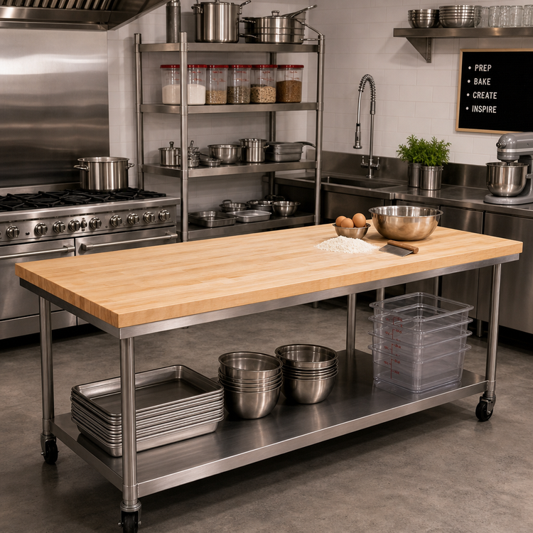 Product image #2 for 84-Inch x 24-Inch Edge Grain Northern Hard Rock Maple Baker's Work Table Top