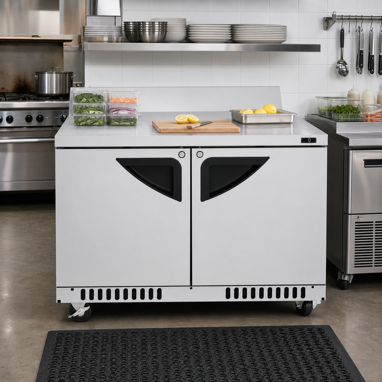 Product image #2 for Turbo Air Super Deluxe 48-1/4-Inch Front-Breathing Two-Section Worktop Freezer with Solid Swing Doors, 14.8 Cu. Ft.