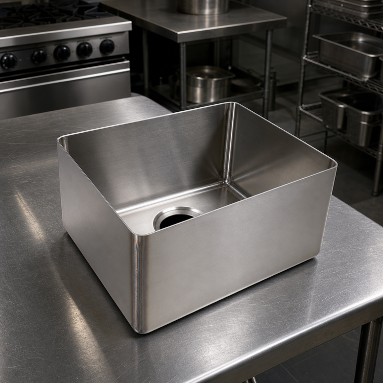 Product image #2 for BK Resources Weld-In Single-Compartment Sink Bowl, 20 x 28 x 12 Inch, 16 Gauge 304 Stainless Steel