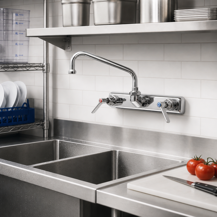 Product image #2 for T&S Brass B-1118-M Backsplash-Mounted Workboard Faucet with 12-Inch Swing Nozzle, 4-Inch Centers