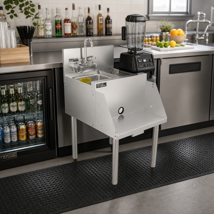 Product image #3 for Top Shelf TSF Series 18-Inch Freestanding Underbar Blender Station with Sink and Glass Rinser