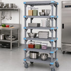 Thumbnail image #2 for Quantum Millenia QPM186062VS-5 Mobile Polymer Starter Shelving Unit, 5 Open Grid Shelves, 60W x 18D x 62H, Gray