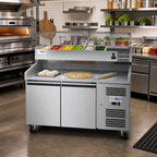 Thumbnail image #2 for KoolMore Commercial Granite Top Refrigerated Pizza Prep Counter with Refrigerated Condiment Rail, 59.3 Inch Wide, 2-Door
