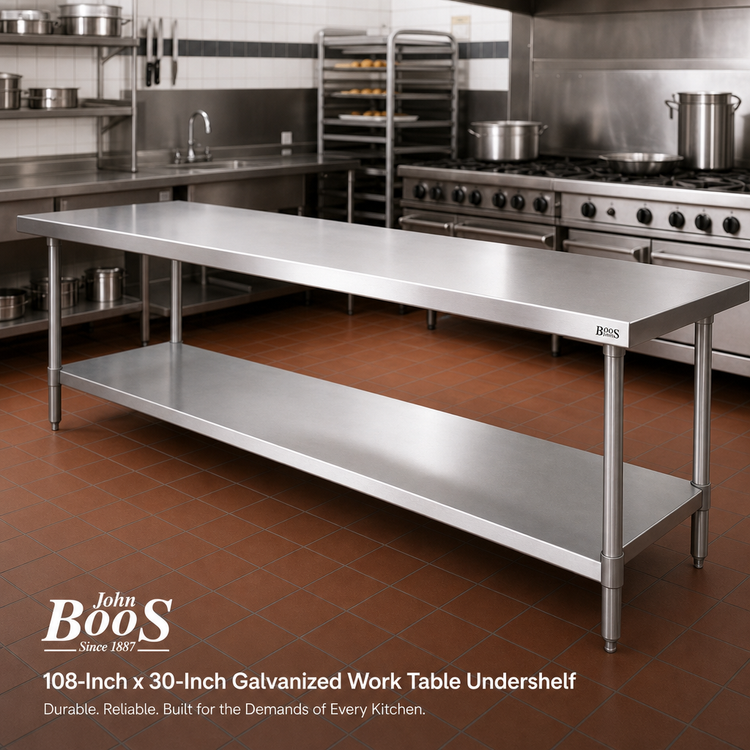 Product image #2 for John Boos 108-Inch x 30-Inch Galvanized Work Table Undershelf