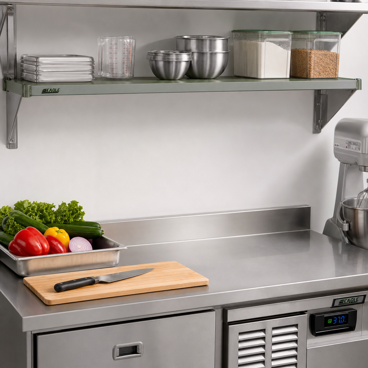 Product image #2 for Eagle Group Valu-Gard 54" x 18" Solid Commercial Shelf, Green Epoxy-Coated Galvanized Steel