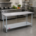 Thumbnail image #2 for Duke Manufacturing 84-Inch Stainless Steel Work Table with Galvanized Undershelf, Open Base, No Backsplash
