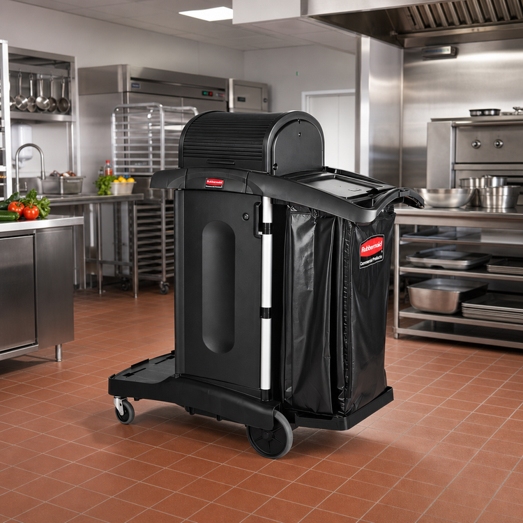 Product image #3 for High Security Executive Janitorial Cleaning Cart, 7.25 Cu. Ft., Locking Hood & Doors