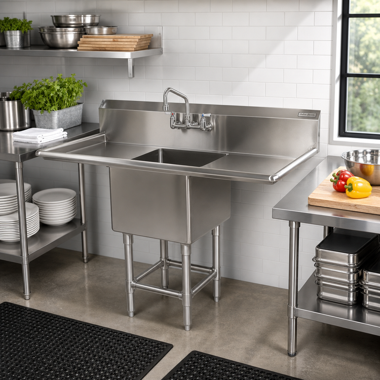 Product image #2 for John Boos Pro-Bowl 1-Compartment Sink with Left and Right Drainboards, 24 x 24 x 12 Bowl