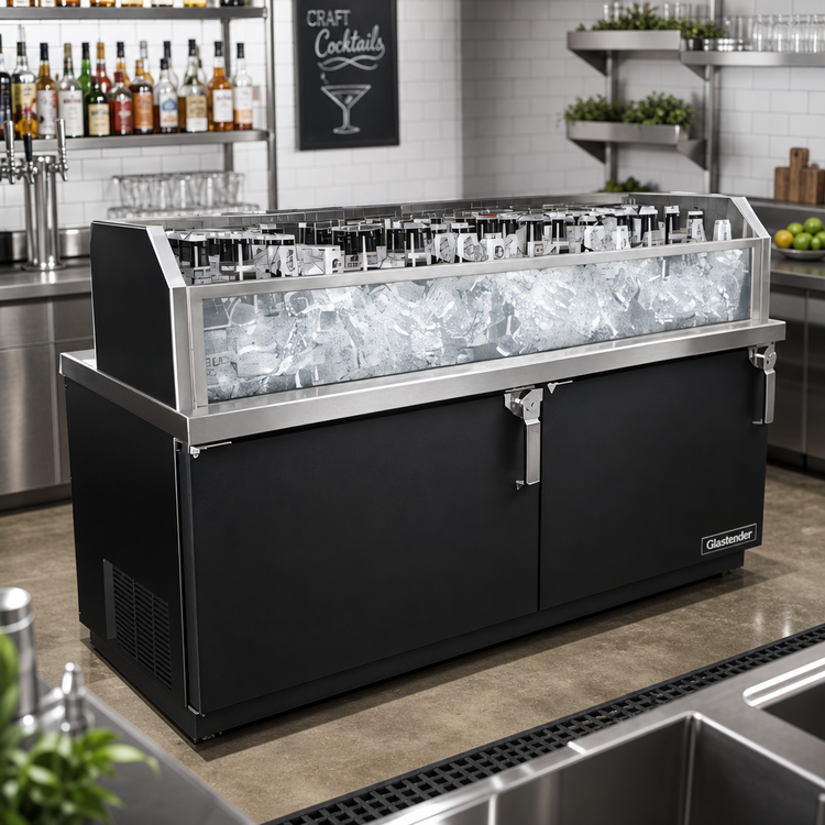 Product image #2 for Glastender 84 Inch W x 24 Inch D Back Bar Glass Ice Display Unit