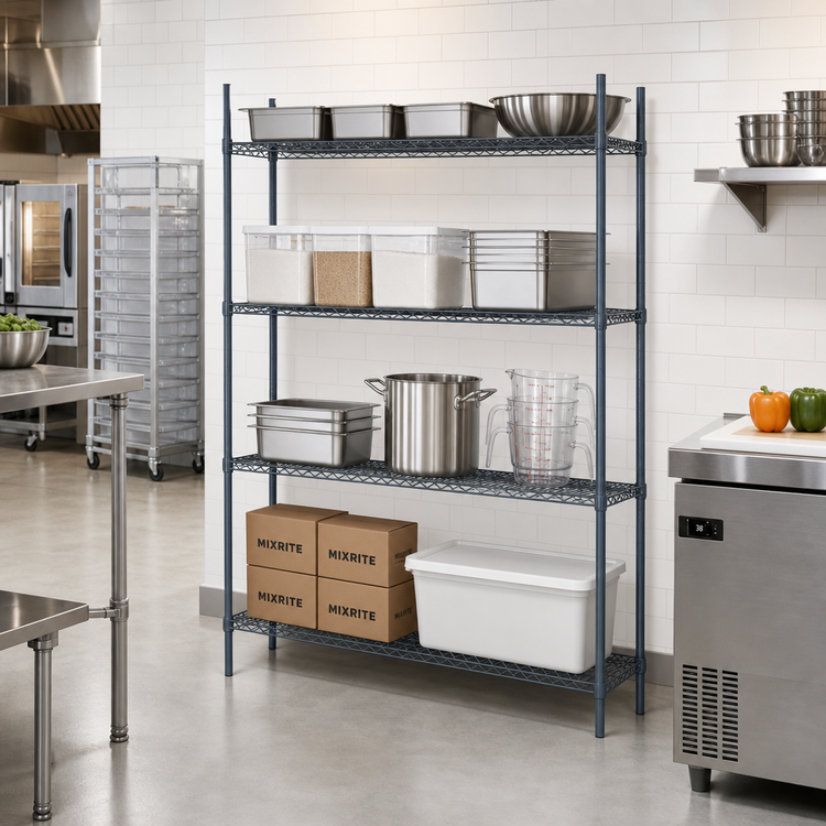 Product image #2 for Mixrite 4-Shelf Epoxy Wire Shelving Unit, 72 x 18 x 74 Inches, Slate Gray