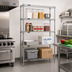 Thumbnail image #2 for Quantum 36 Inch x 14 Inch x 74 Inch Wire Shelving Starter Kit with 4 Shelves and 4 Posts, Chrome Plated