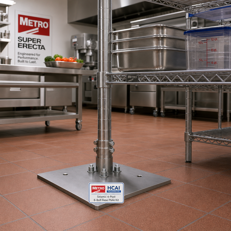 Product image #2 for Metro Super Erecta Seismic HCAI Preapproval 4-Post Square 6-Bolt Base Plate Kit