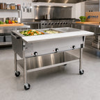 Thumbnail image #2 for Eagle Group SPDHT2-120 36-Inch Mobile Electric Hot Food Table, 2 Dry Wells, Open Base, Stainless Steel, 8-Inch Cutting Board