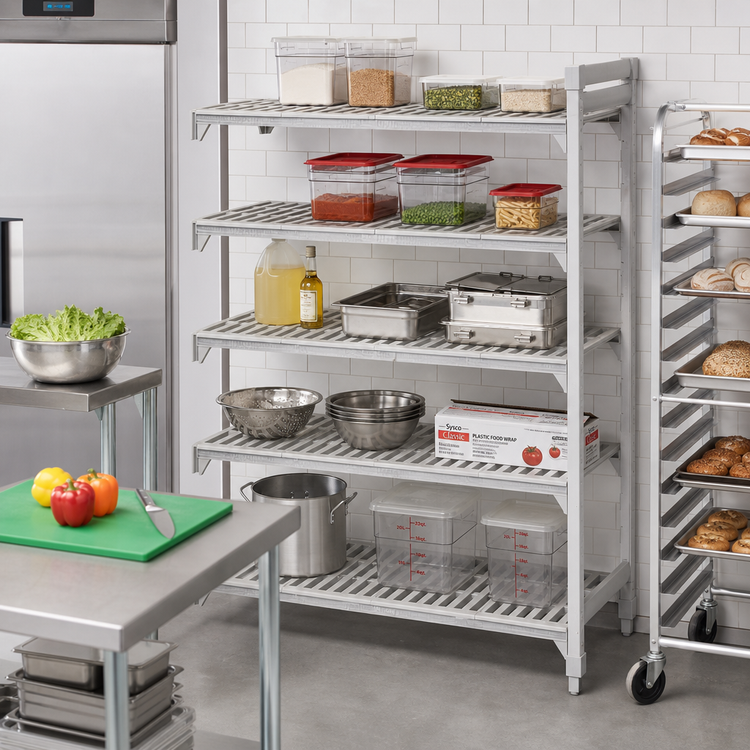 Product image #3 for Cambro Camshelving Premium 5-Tier Stationary Add-On Polymer Shelving Unit, 18 x 48 x 64 Inches