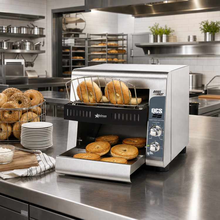 Product image #2 for Holman QCS1-500B Horizontal Conveyor Bagel Toaster, 500 Slices/Hour, 120V