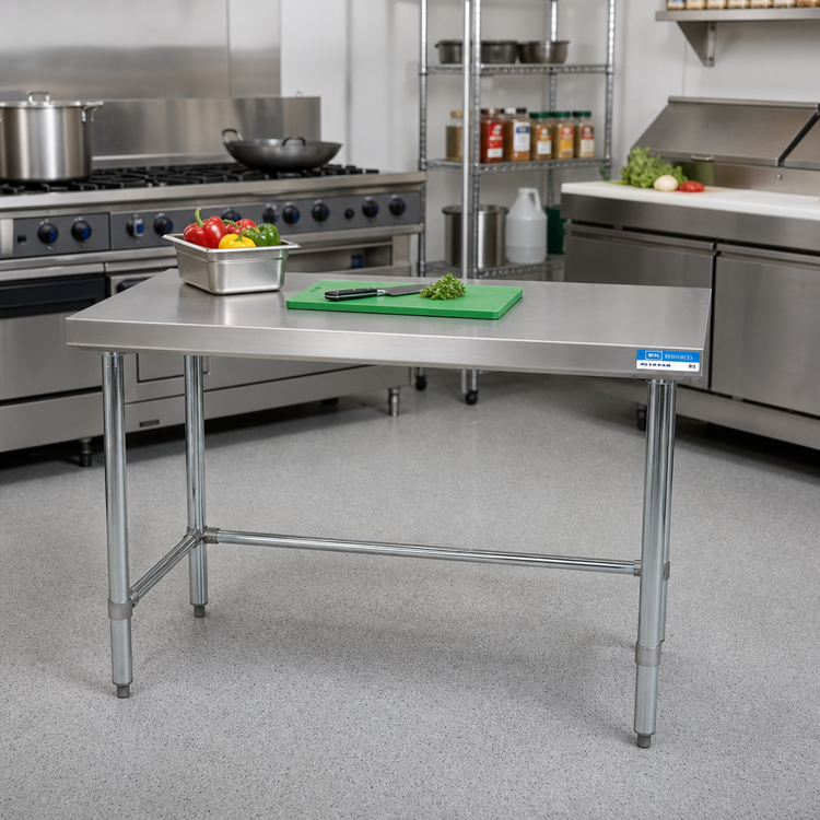 Product image #2 for BK Resources 72"W x 18"D Open Base Flat Top Stainless Steel Work Table