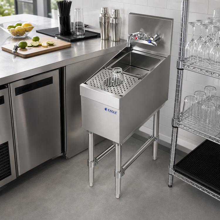 Product image #2 for Eagle Spec-Bar 12-Inch Stainless Steel Dump Sink with Glass Rinser