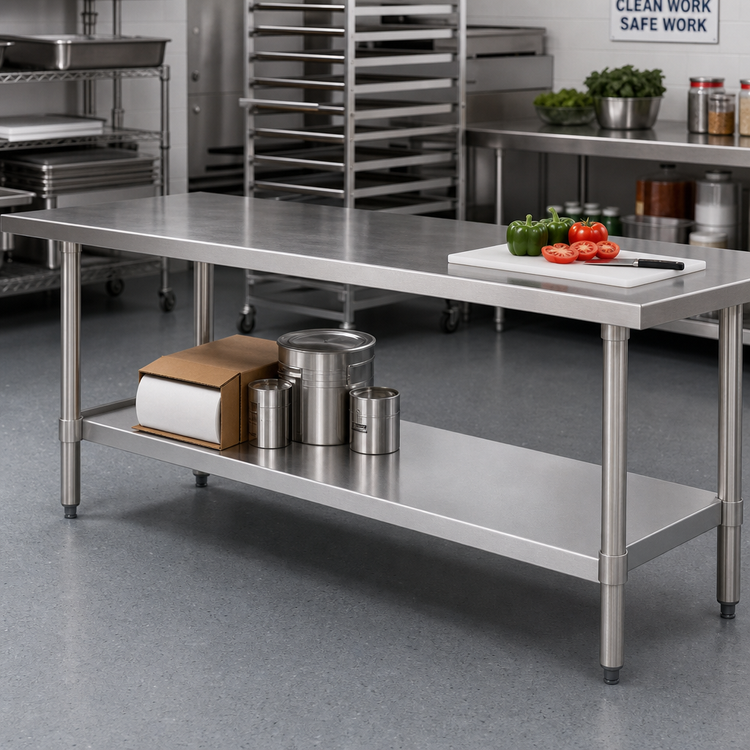 Product image #2 for 96-Inch x 24-Inch Aluminum Knockdown Undershelf for Work Tables