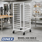 Thumbnail image #2 for Dinex DXPA4818268 Mobile Aluminum Pan Rack, 8-Pan Capacity, Open Sides, End Loading, 5-Inch Centers, 5-Inch Swivel Casters